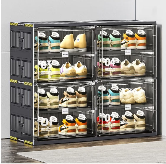 Stackable Plastic Shoe Organizer Cabinet – Space-Saving, Transparent Shoe Storage for Closet & Entryway