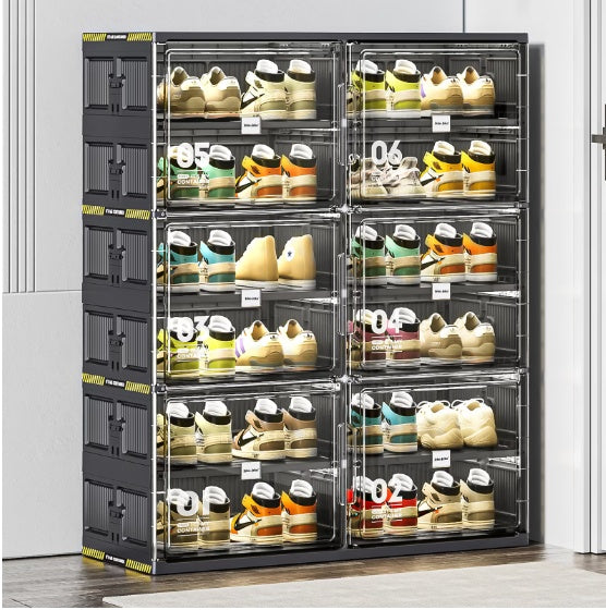 Stackable Plastic Shoe Organizer Cabinet – Space-Saving, Transparent Shoe Storage for Closet & Entryway