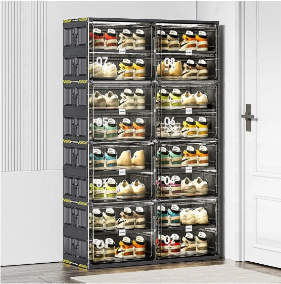 Stackable Plastic Shoe Organizer Cabinet – Space-Saving, Transparent Shoe Storage for Closet & Entryway